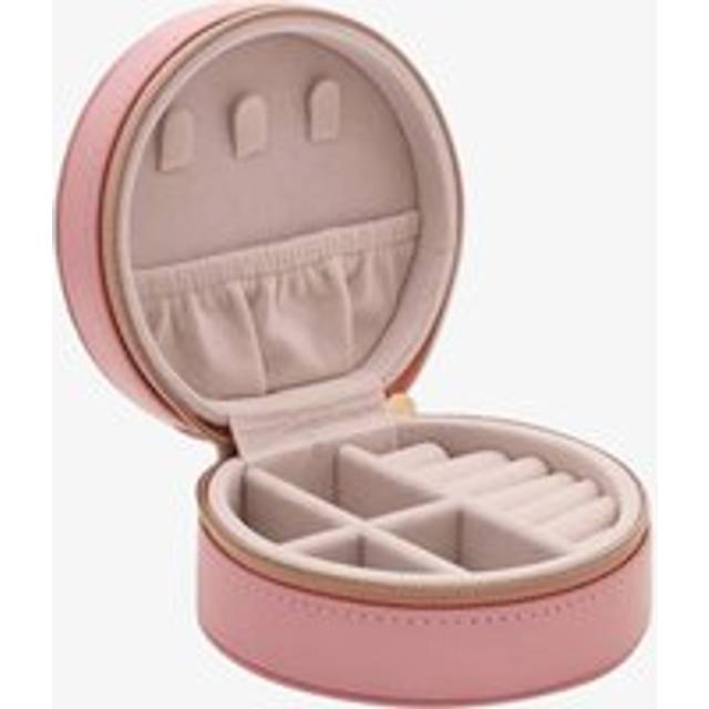 Sophia Pink Round Jewellery Box With Compartments And Zip