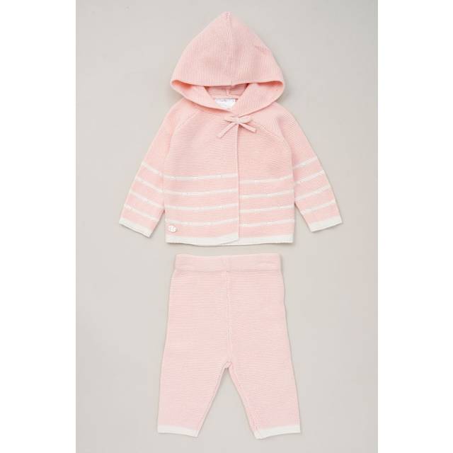 Soft Knit Cardigan and Trousers Outfit Set - Soft Pink - Age 0 - 3 Months - Rock a Bye Baby