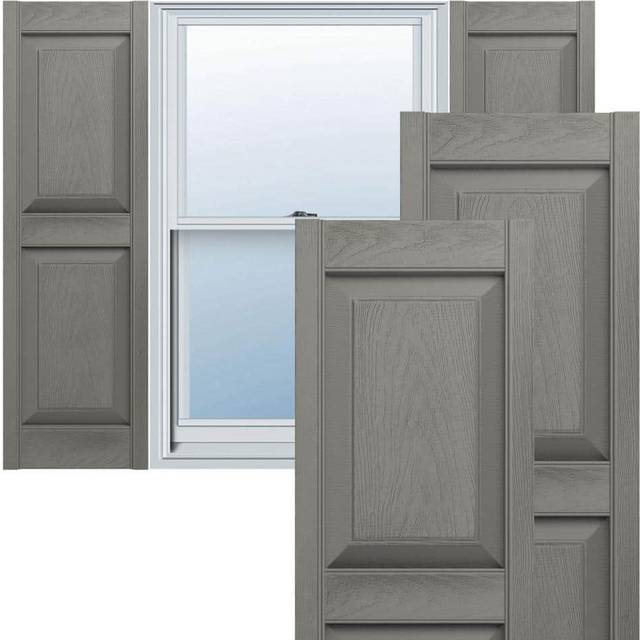 Ekena Millwork Lifetime Vinyl LP2S14X03100CL Standard Two Equal Panel Vinyls  Raised Panel Vinyl Shutters  w/Installation Shutter-Lok's & Matching Scr
