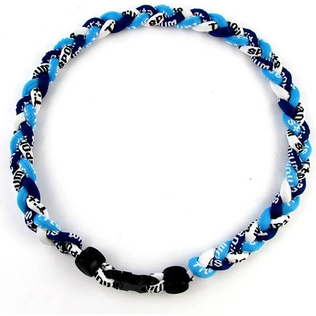 "MapofBeauty 18"""" Sport Three Colors Three Braided Rope Tornado Necklace (Azure Blue/Dark Blue/White)"