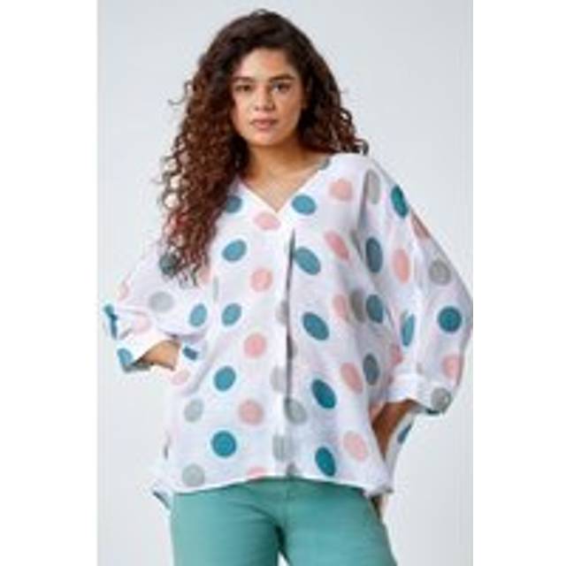 Polka dot print pleat front top for women uk - ladies roman