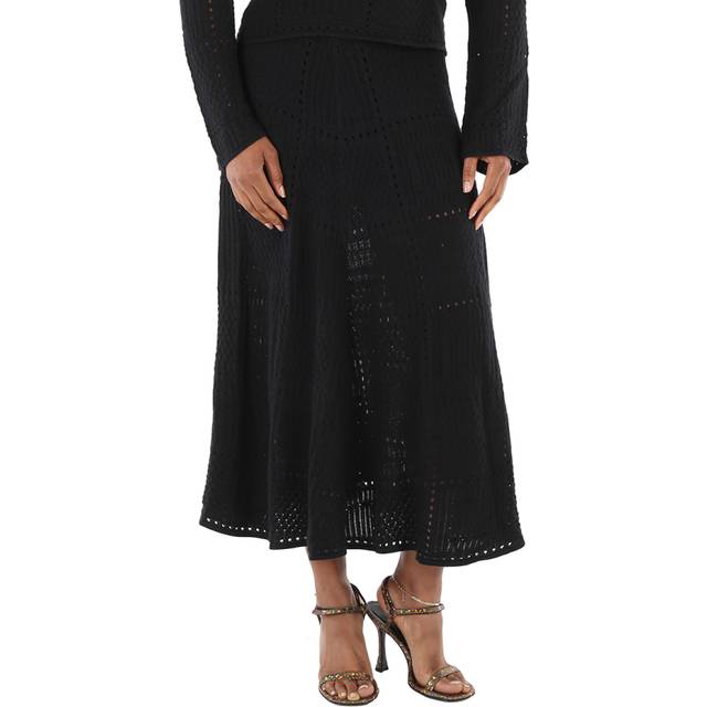 Chloe Ladies Black Full Kniited Midi Skirt, Size Small (Size Small)