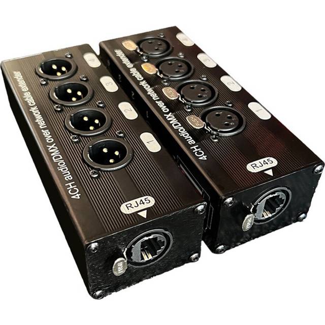 1Pc 4-Channel 3-Pin XLR Audio and DMX over Network Cable Extender, DMX512 Network Signal Extender , Female