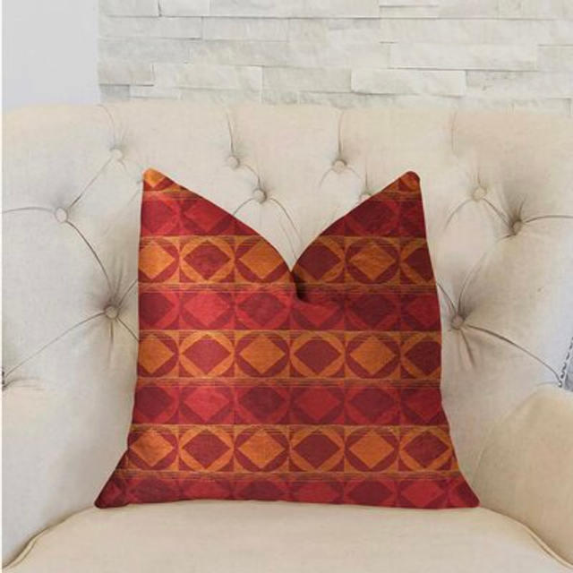 Plutus Celestial Red and Orange Luxury Throw Pillow  Double sided  20 x 20
