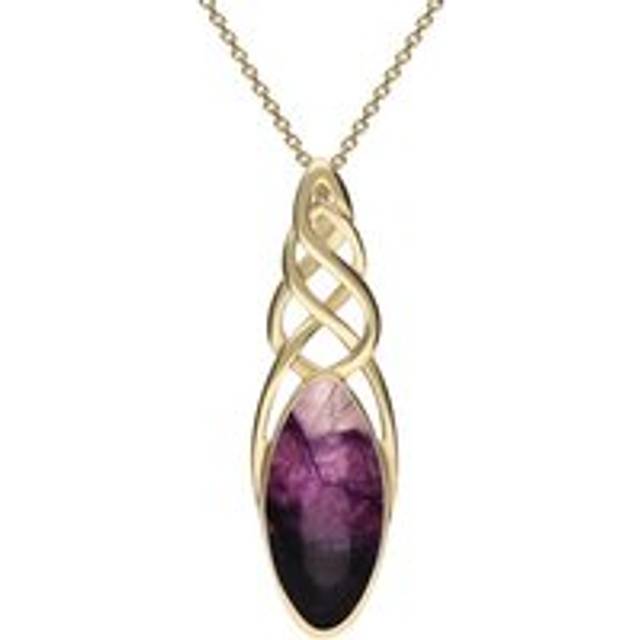 9ct Yellow Gold Blue John Long Marquise Celtic Necklace - Option1 Value Yellow Gold