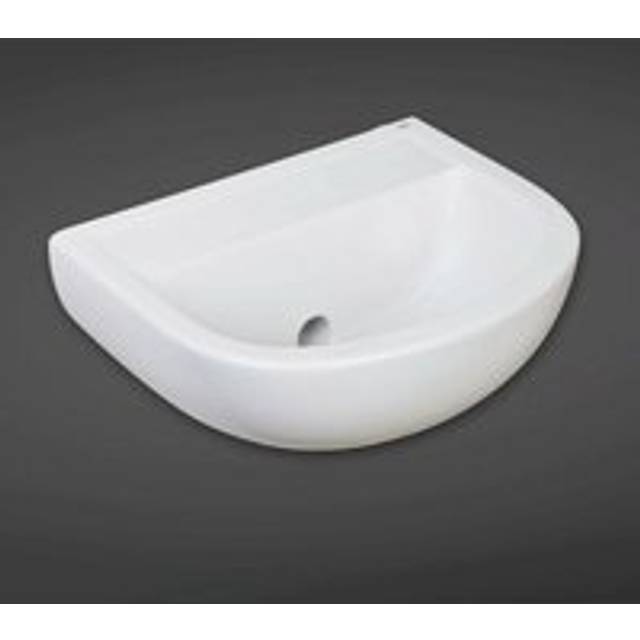 RAK Ceramics Compact Doc M Basin with Horizontal Outlet and No Tap Holes | White | 380mm