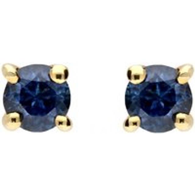 9ct Yellow Gold Sapphire 3mm Round Claw Set Stud Earrings