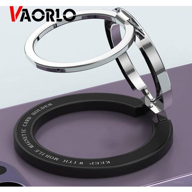 VAORLO Original För Magsafe Magnetic Stand Mini Alloy Bärbar Vikbar Bordshållare Magnet Finger Ring Fäste För iPhone 12 13 14 Pro svart