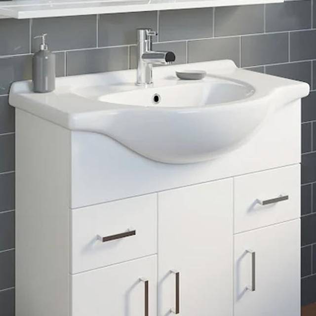 Ceramica White Gloss Semi-Recessed Basin - 750mm