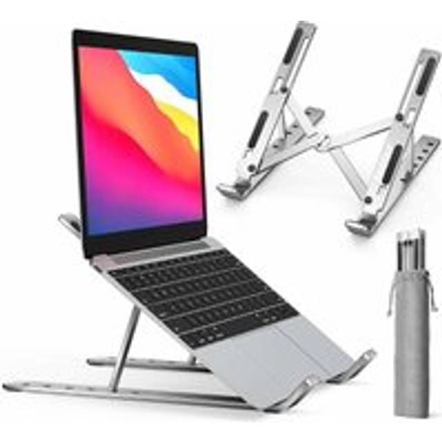 AlwaysH Laptop Stand, Foldable Riser Laptop Stand 6 Angles Adjustable, Anti-Slip Ventilated Aluminum Stand Compatible with Laptop, Tablet –Silver