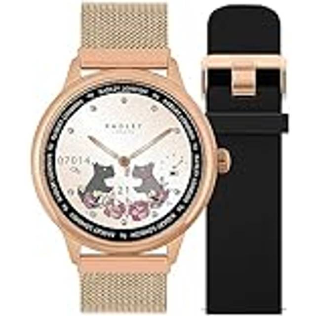 Series 19 Smart Calling Watch with interchangeable Cobweb Rose Gold Mesh and Black Silicone Straps RYS19-4012-SET
