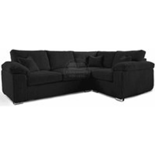 Delta Large 4 Seater Corner Sofa Right Hand Facing Jumbo Cord L Shape - Black