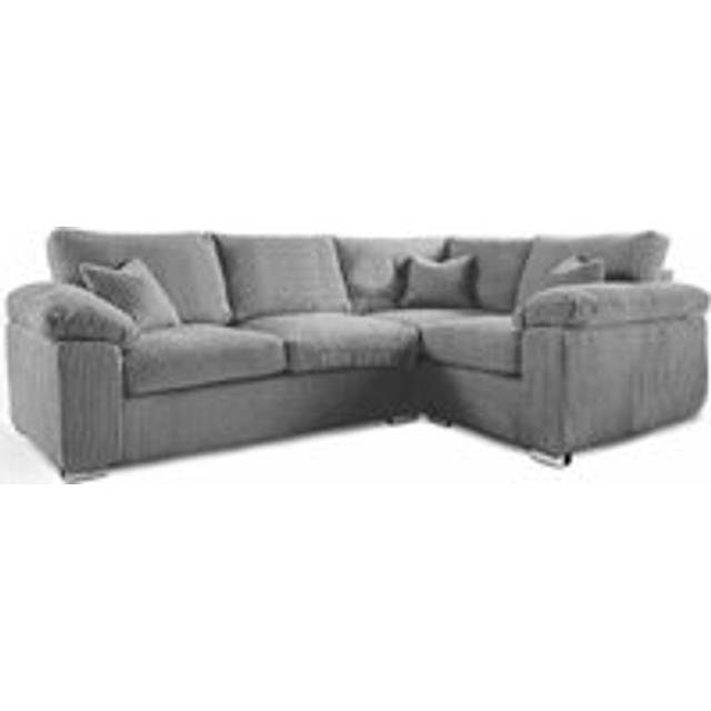 Delta Large 4 Seater Corner Sofa Right Hand Facing Jumbo Cord L Shape - Grey
