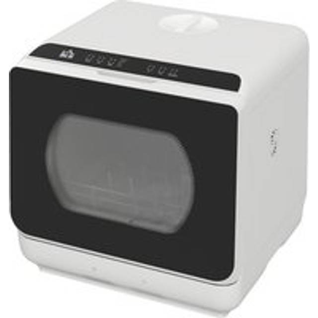 Homcom Table Top Dishwasher, Mini Countertop Dishwasher With 4 Place Settings, 6 Programmes, 6l Water Tank, Touch Control, Led Display, Delay Start, D