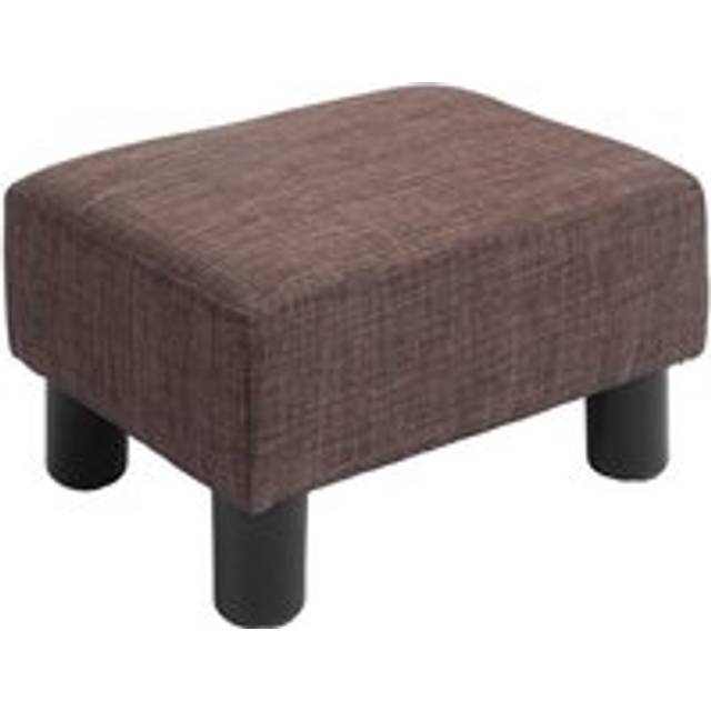 Homcom Chic Linen Fabric Footstool Ottoman Cube With 4 Plastic Legs Brown - One Size