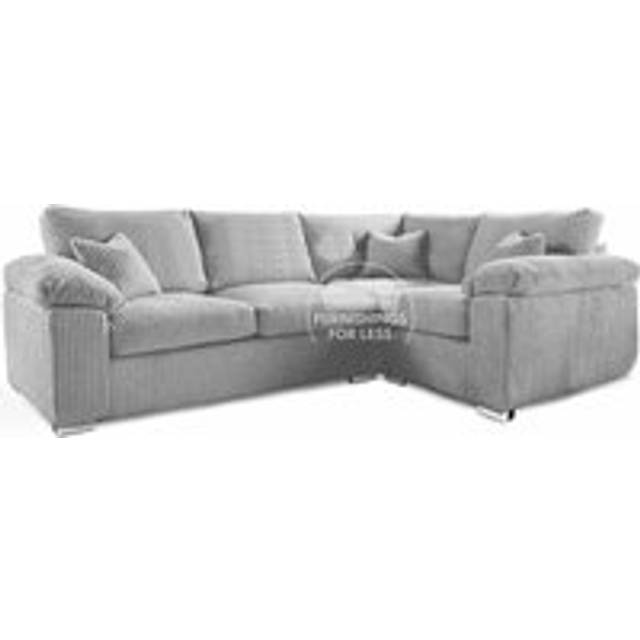 Delta Large 4 Seater Corner Sofa Right Hand Facing Jumbo Cord L Shape - Silver