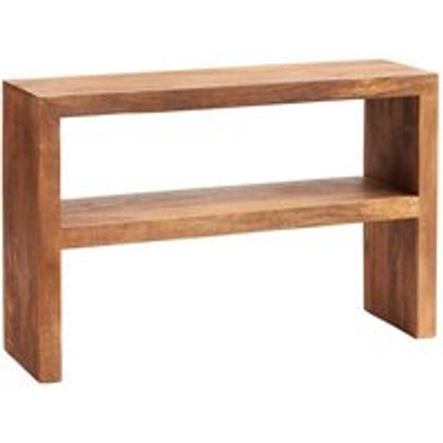 Dakota Light Mango Console Table with Shelf - Light Wood - Brown