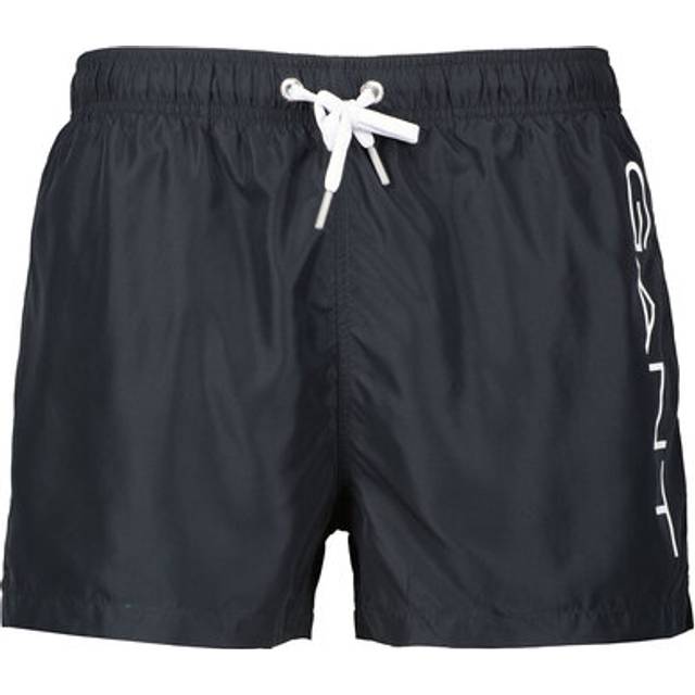 GANT – Svarta badshorts med textlogga på sidan-Svart/a