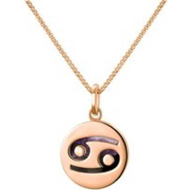 9ct Rose Gold Blue John Zodiac Cancer Round Necklace - Gold