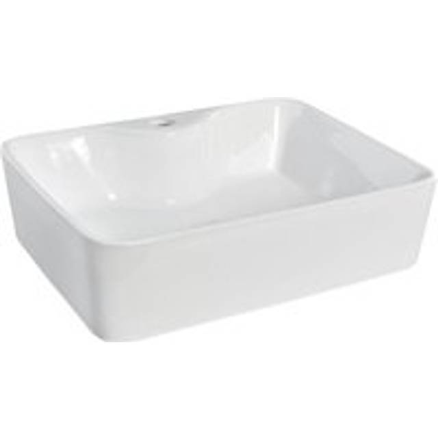 Rectangular 1 Tap Hole Ceramic Countertop Vessel without Overflow - 485mm