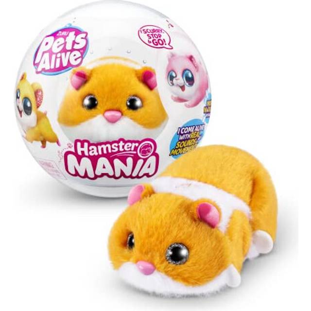 Pets Alive Hamster Mania från ZURU, Orange hamster, husdjursnurture, gosedjur, Real Alive, 20+ interaktiv, elektroniskt husdjur, (orange)