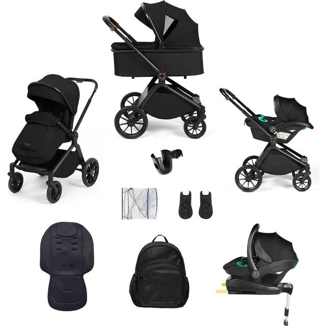 Ickle Bubba Altima Black Frame Travel System with Stratus i-Size Car Seat & Isofix Base - Black