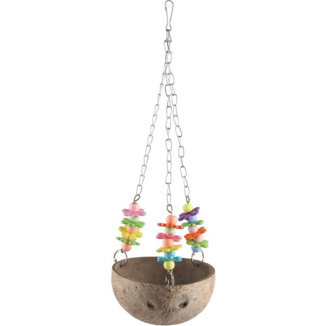 Bird Parrot Coconut Shell Swing Toy Wire Cage Hanging Chew Toy
