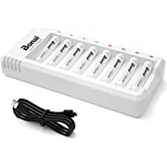 AAA Rechargeable Batteries And Charger, BONAI AAA Batteries Rechargeable Set - [8-Slot Combination With a USB Cable]
