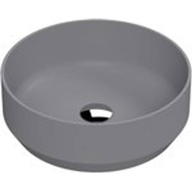 Round Matt Ceramic Countertop Vessel Without Overflow - 350mm - Matt Grey