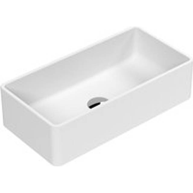 Rectangular Matt Ceramic Countertop Vessel Without Overflow - 465mm - Matt White