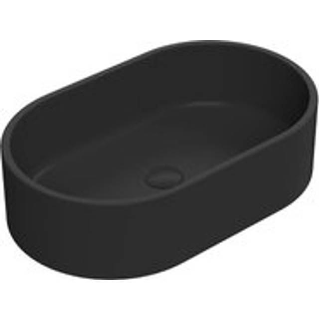 Oval Matt Ceramic Countertop Vessel Without Overflow - 565mm - Matt Black
