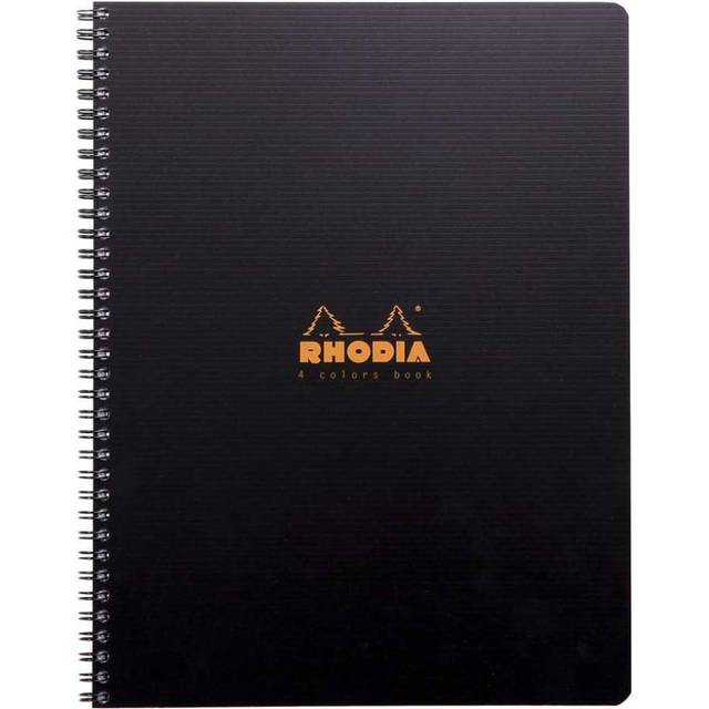 119920C - Spiral Notebook (Full Bound) 4coloRsbook Black A4+|Small Squares|160 Detachable Perf. 4 Holes|Clairefontaine Paper 90g| - Polypro Cover