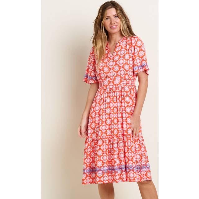 Brakeburn Moroccan Tile Midi Dress - Pink