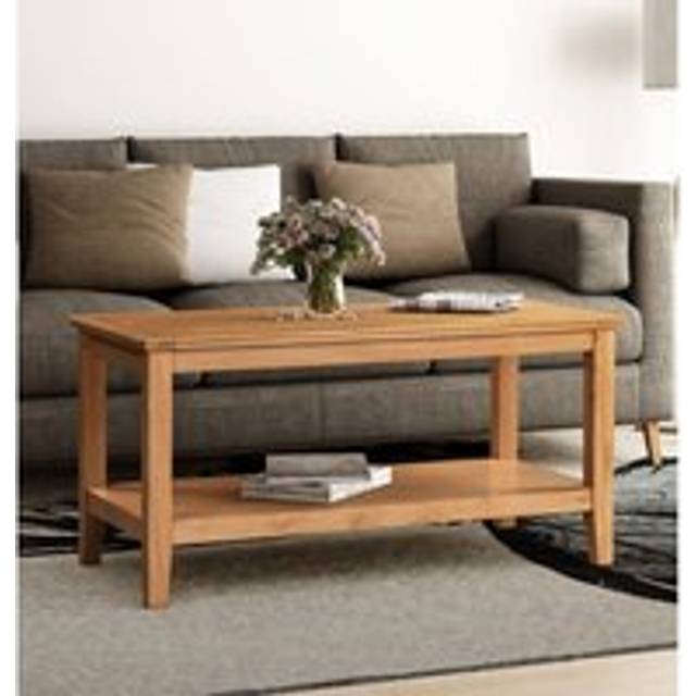 Hallowood Furniture - Hallowood Oak Furniture Hereford Large Coffee Table with Shelf, Solid Oak Wooden Coffee Table, Rectangular Side Table for