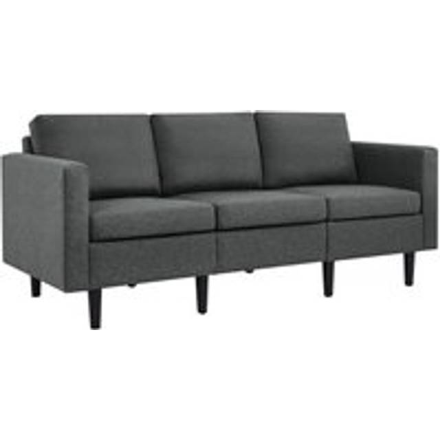 Yaheetech - Contemporary 3-Seater Sofa Linen Fabric Upholstered Couch Sofa, Dark Gray