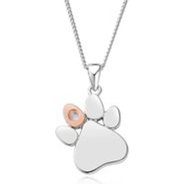 Clogau Paw Prints On My Heart Sterling Silver January Birthstone Garnet Necklace
