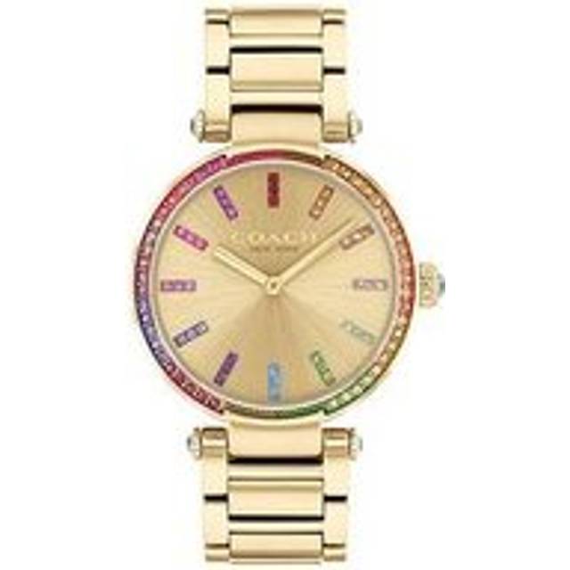 COACH Ladies Cary Gold IP Rainbow Crystal Watch, Gold, Women