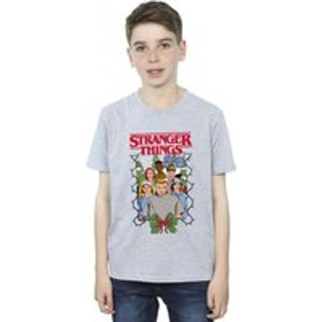 Stranger Things Christmas Poster T-Shirt - Grey - 9 Years
