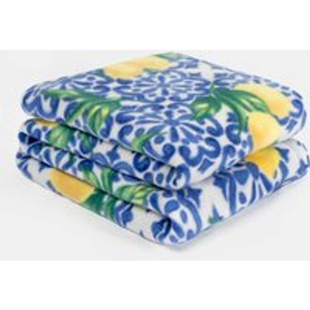 Wholesale Lemon 10 x Fleece Blanket Sofa Throw Joblot - Mid Blue - 120cm x 150cm