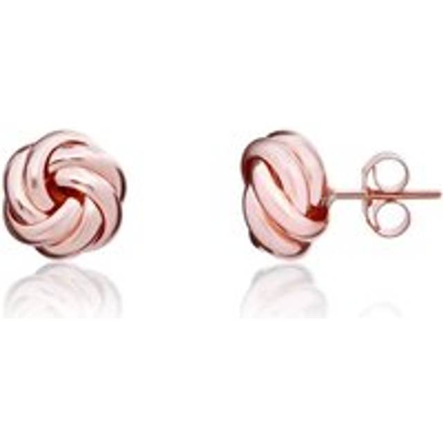 9ct Rose Gold 8mm Looped Knot Stud Earrings - Gold