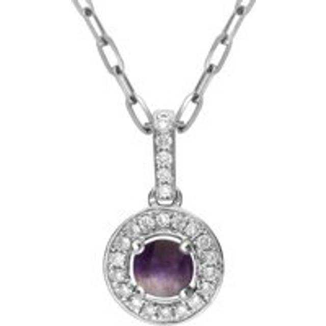 18ct White Gold Blue John 0.10ct Diamond Pave Surround Necklace