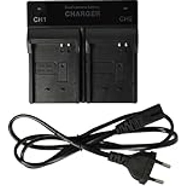 vhbw Dual laddare kompatibel med Canon Digital Ixus 70, 75, 65, i Zoom, i7, 80 is camcorder/batteri – laddningsdocka, laddningsdisplay, 4,2/8,4 V