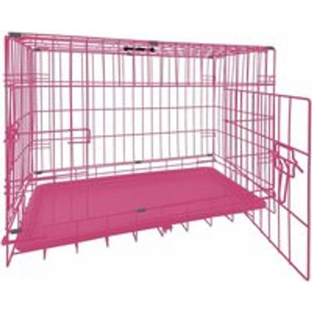 Dog Crates Large Size Pink Dog Cage Dog Crate Puppy Pet Cage with 2 Doors,Collapsible Dog Crate with Removal Tray