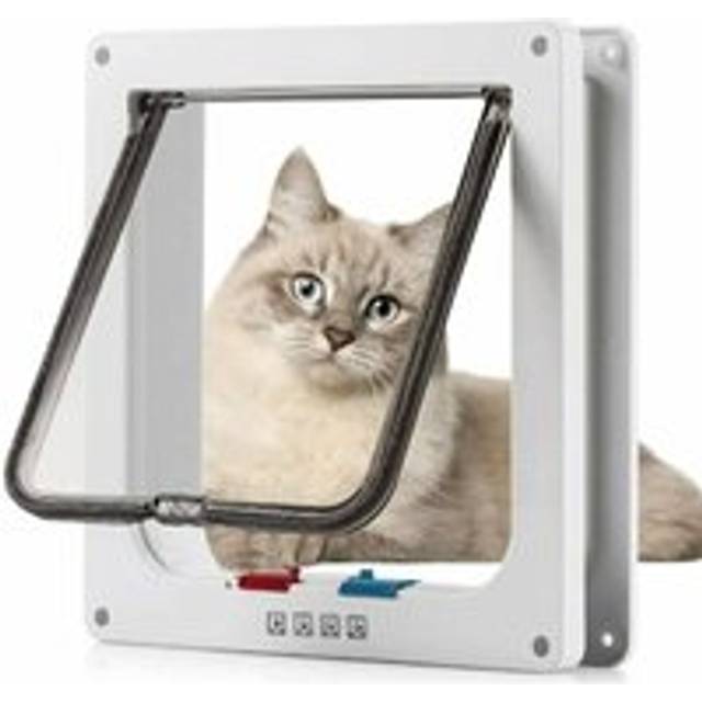 AlwaysH Pet Door Cat Flap 4-Way Magnetic Closure for Cats, Large Dogs 23.5 25 5.4cm Dog Door Cat Pet Door, Easy Installation with Telescopic Frame