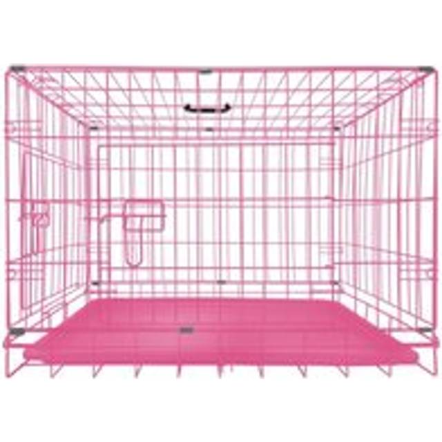 Briefness - Folding Dog Crate Metal Dog Kennel Puppy Cage 30 inch Large Dog Cage for Car Boot, Puppy Playpen with 2 Doors, 2 Locks, Removable Base