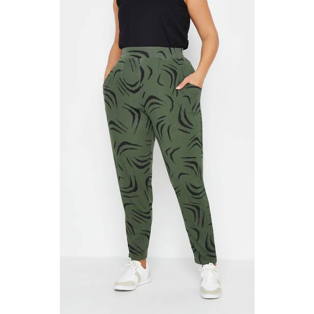 Yours Curve Khaki Green Double Pleated Harem Trousers, Women's Curve & Plus Size, Yours - Short 14