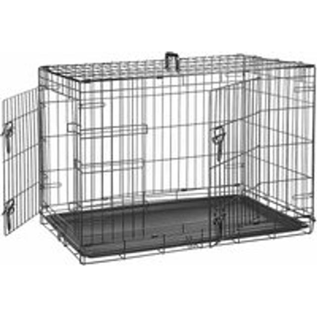 Briefness - Black Pink Blue Dog Crates Folding Metal Dog Crate with Plastic Tray 2 Door Sturdy Pet Wire Cage Training Crate Animal Transport Carrier