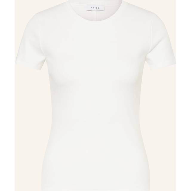 Reiss Womens White Victoria Scoop-neck Stretch-cotton T-shirt L - WHITE