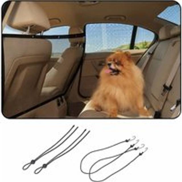AlwaysH Pet Car Safety Net, Durable Dog Back Seat Barrier Net with Hooks and Straps for Dogs (115 x 62cm)