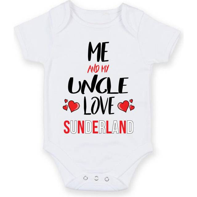 Me and My Uncle Love SUNDERLAND - Personalised FOOTBALL TEAM Baby Boy Girl Unisex Short Sleeve Vest Bodysuit (0-3 months)